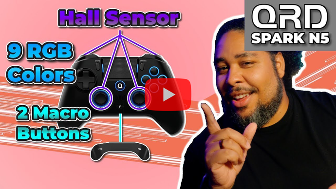 Controle sem fio QRD Spark N5 para PS4: sensor Hall, macros, RGB e muito mais! 