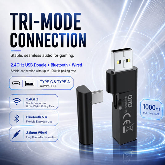 Fone de ouvido gamer sem fio QRD A55 2,4 GHz
