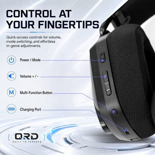 Fone de ouvido gamer sem fio QRD A55 2,4 GHz
