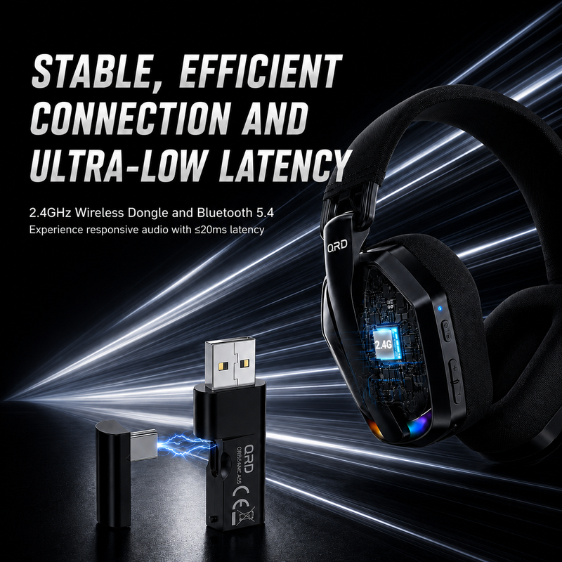 Carregue imagem no visualizador da galeriaFone de ouvido gamer sem fio QRD A55 2,4 GHz
