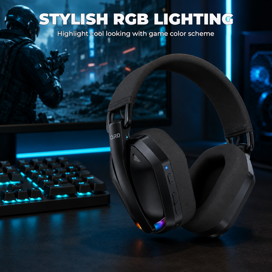 Fone de ouvido gamer sem fio QRD A55 2,4 GHz
